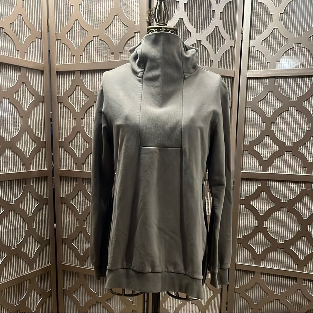 Taupe High-Neck Pullover